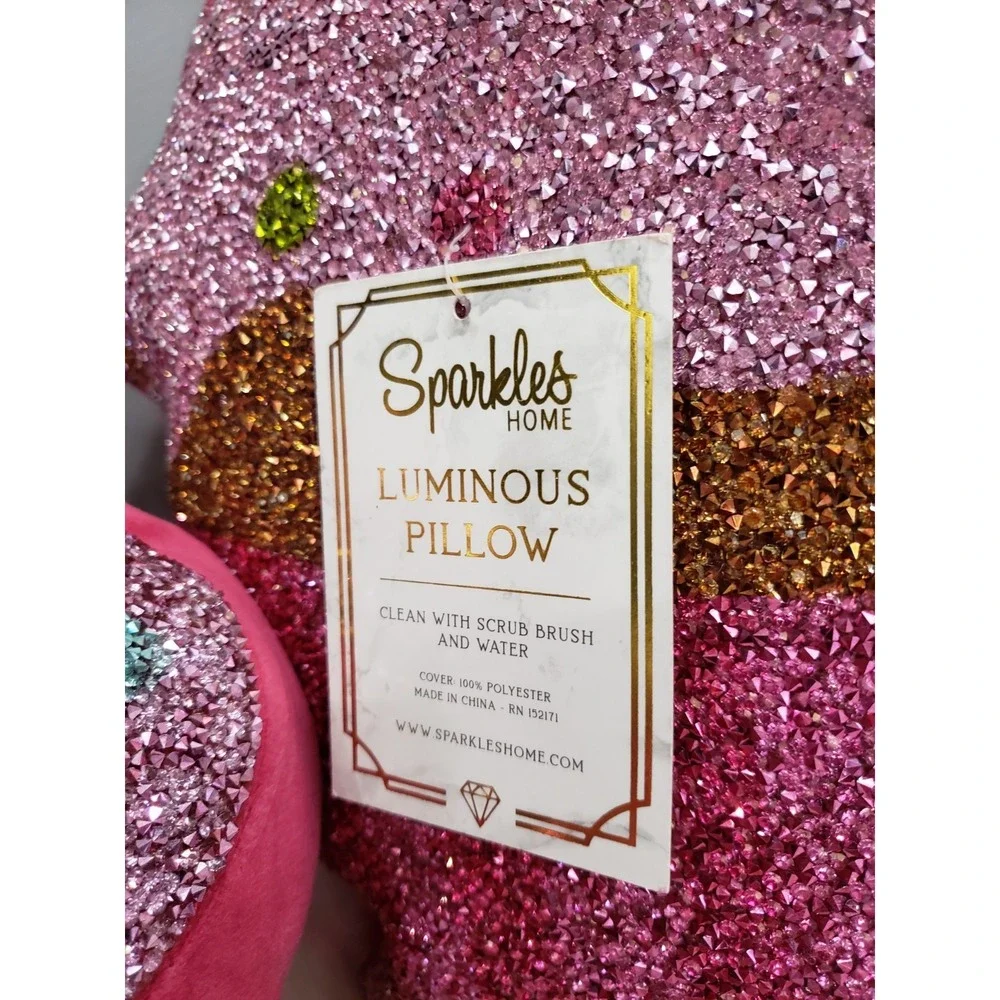 LOT 2 Sparkles Home Pink Cupcake Shaped Beaded‎ Throw Pillow Dessert Sweet Candy
